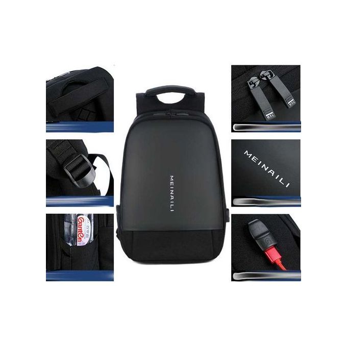 MEINAILI 1801 Laptop Backpack -15.6 Inch – USB Charging Port Black