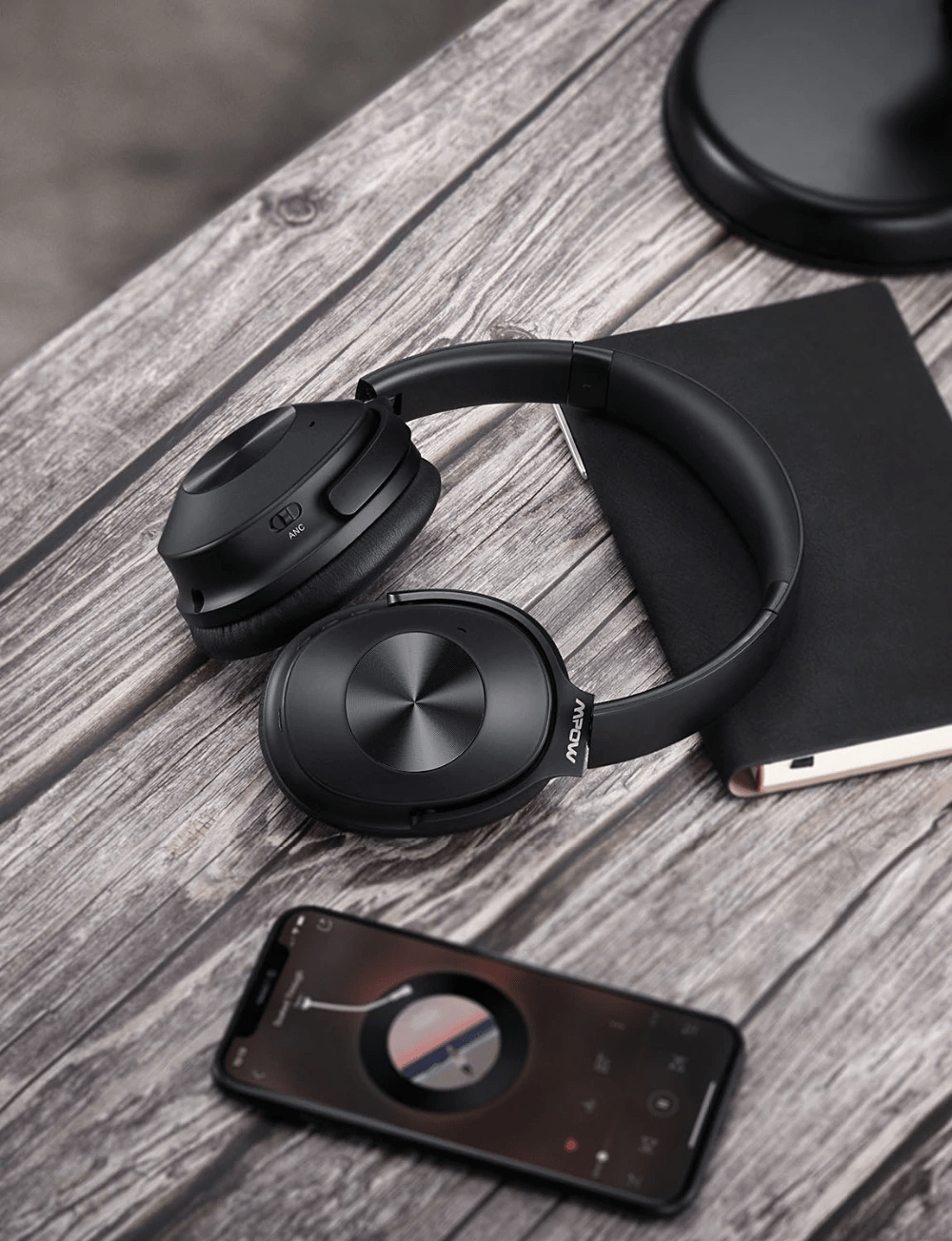 Mpow H12 Hybrid Active Noise Cancelling Headphones Long Battery 30H Black