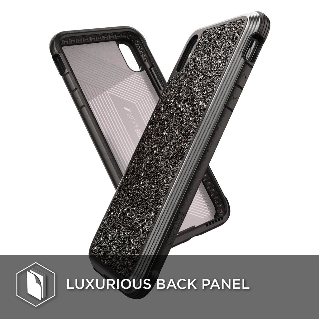 Smartkoshk Defense Lux Glitter iPhone Xs case with sparkling glitter design and drop-tested 3M durability.