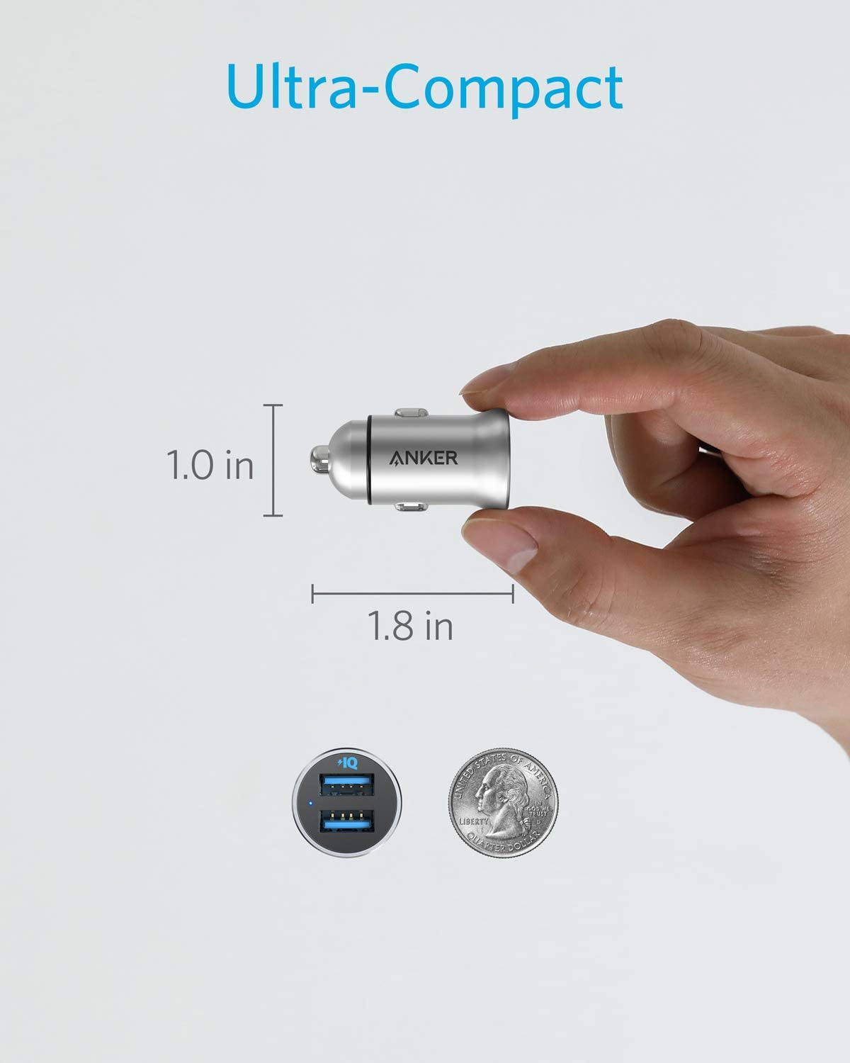 Anker PowerDrive 2 Alloy Dual USB Car Charger Silver