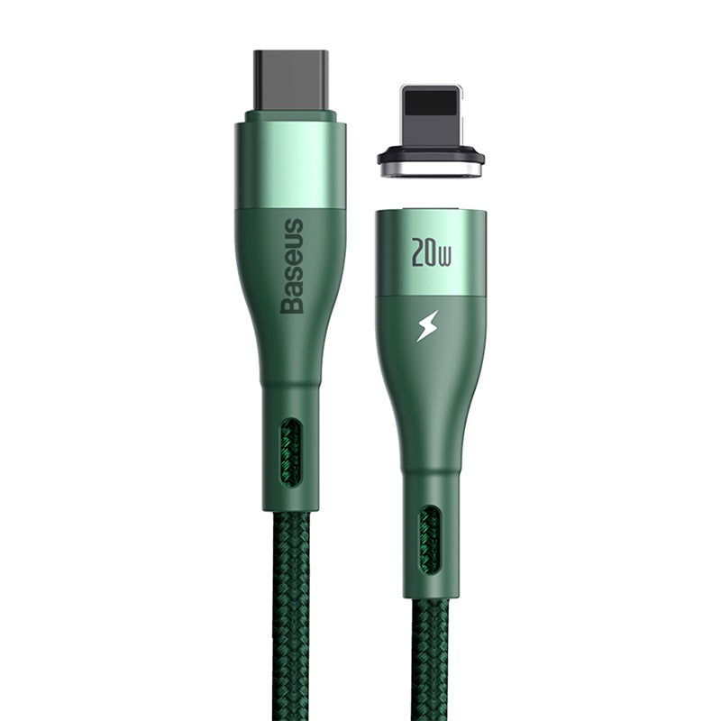 Baseus Zinc Magnetic Safe 20W PD Fast Cable Type-C To IP 1m - Green