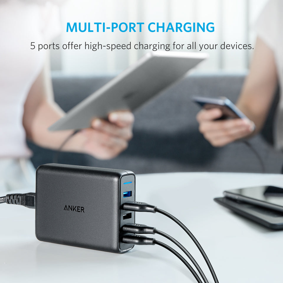 Anker PowerPort 5 with Dual Quick Charge 3.0 + 3*QC2.0 Black