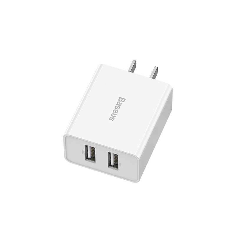 Baseus Speed Mini Dual USB Charger White + Magnetic Cable For iPhone
