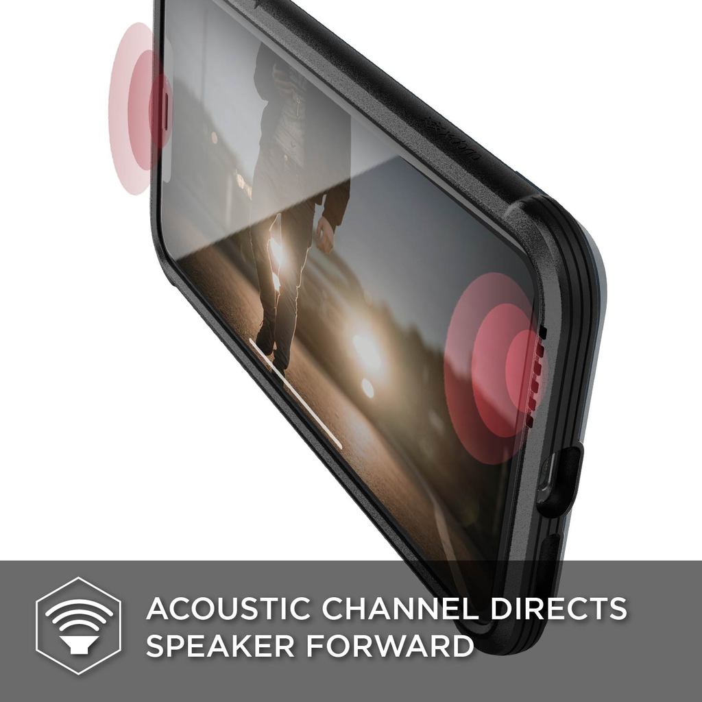Smartkoshk Defense Shield iPhone Xs Max case in black with anti-shock protection up to 3 meters, durable and impact-resistant.