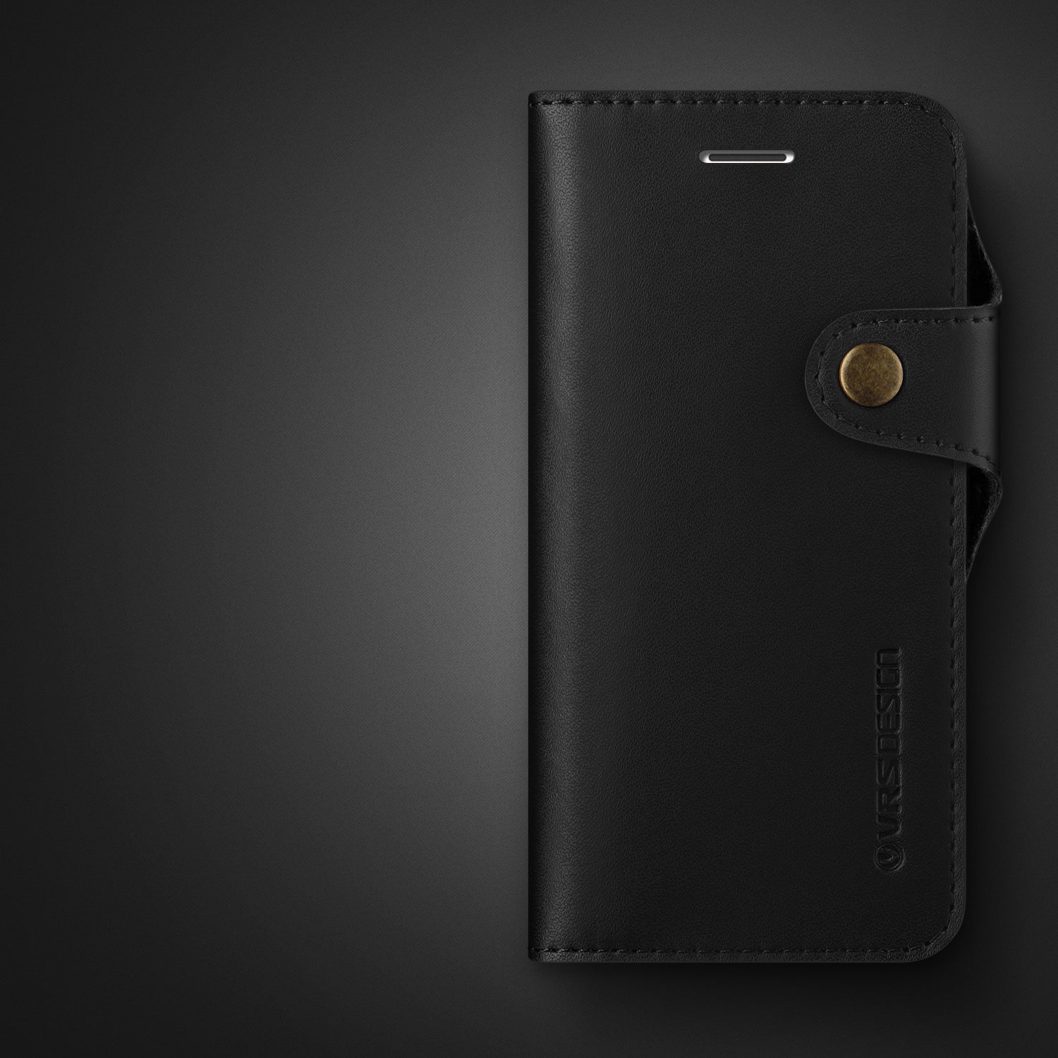 Smartkoshk Native Diary Series premium natural leather wallet with 3 card slots for iPhone 7 in black, shown from the front view.