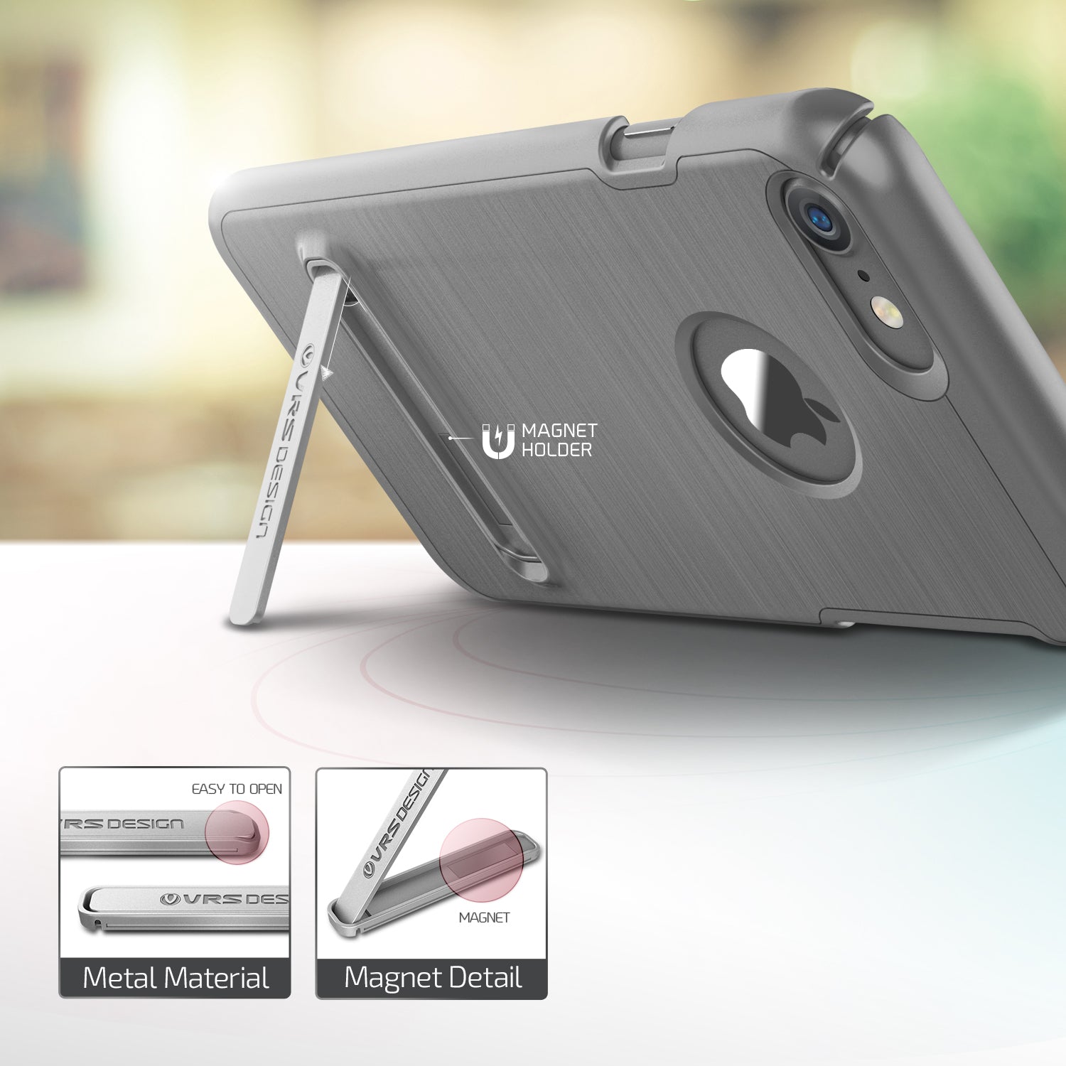 Smartkoshk Simpli Lite Series slim iPhone 7 Plus case in silver, showing the sleek design and precise cutouts.