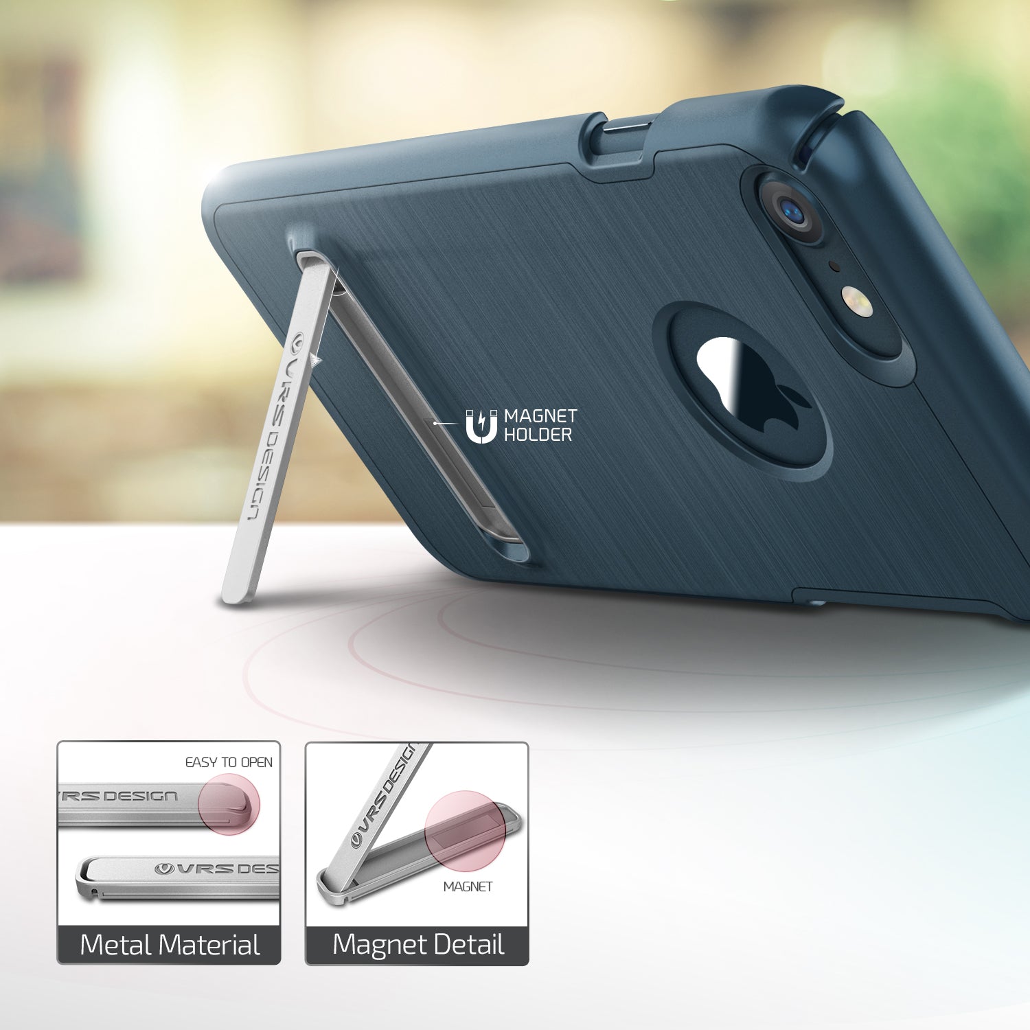 Blue Simpli Lite Series Slim iPhone 7 case by VRS Design showing the sleek, protective phone cover with minimal design.