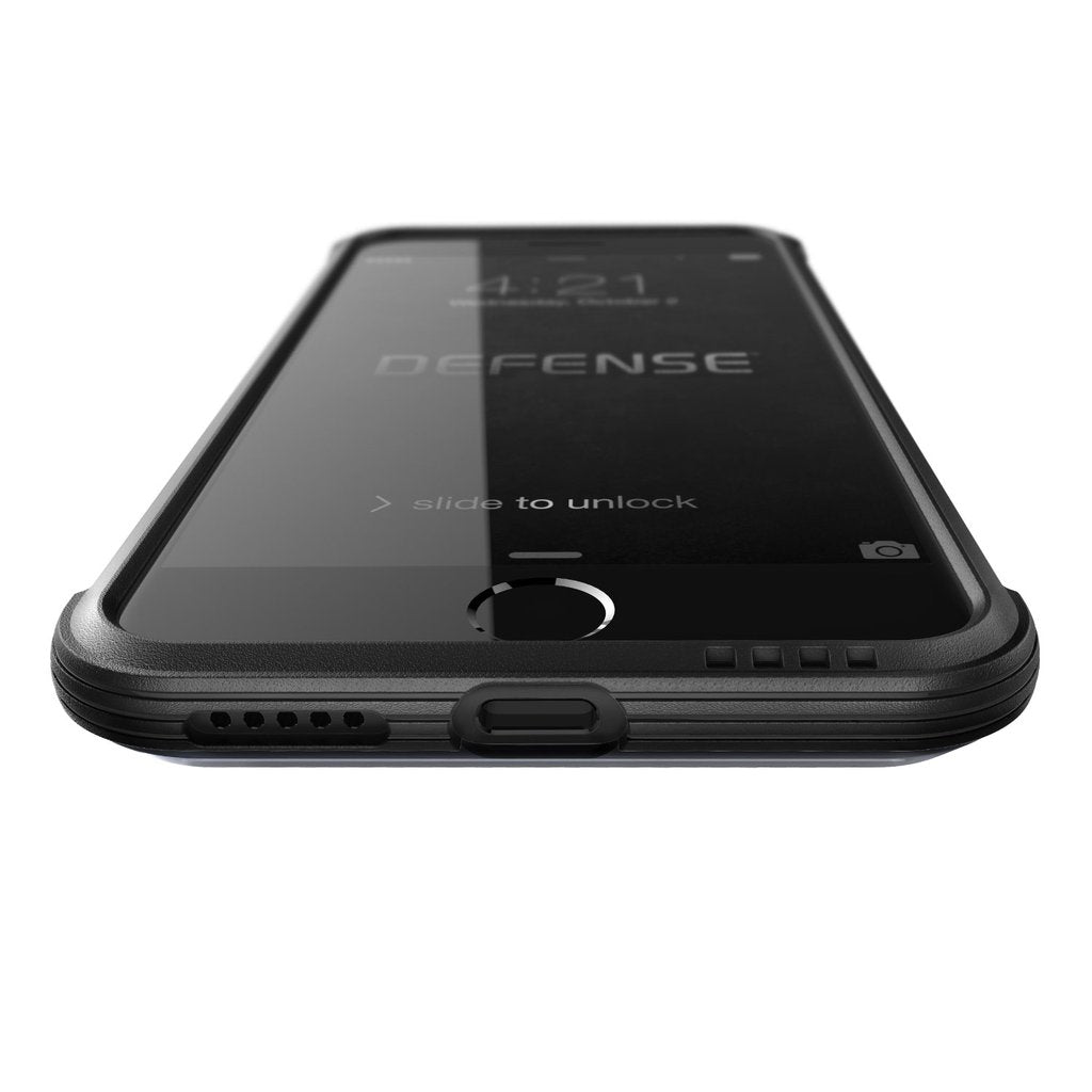 X-Doria Defense Lux Leather anti-shock case in black for iPhone 8 Plus and 7 Plus, featuring protective leather exterior.
