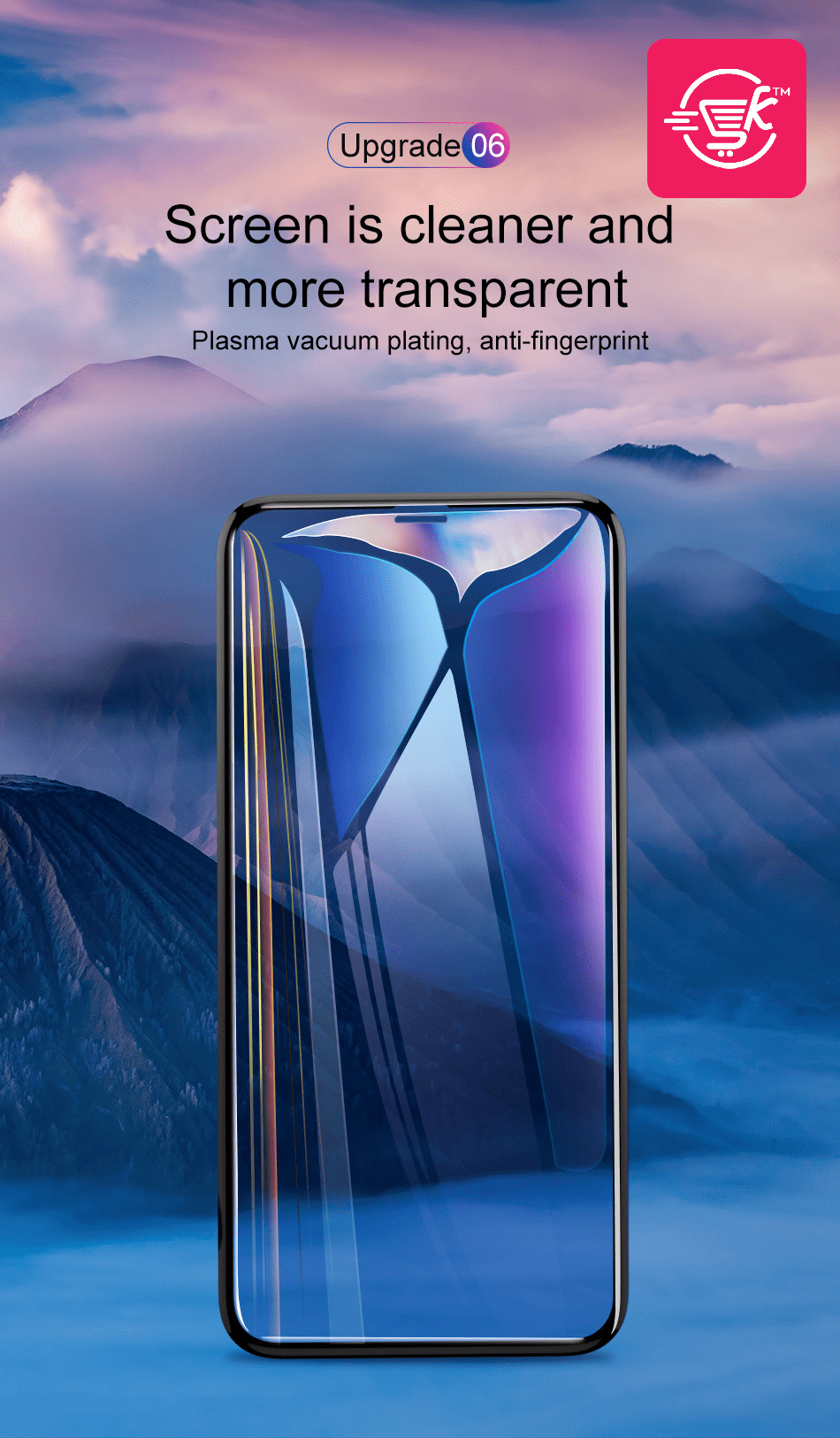 Arc-surface By Baseus 0.23mm Tempered Glass For iPhone X Black