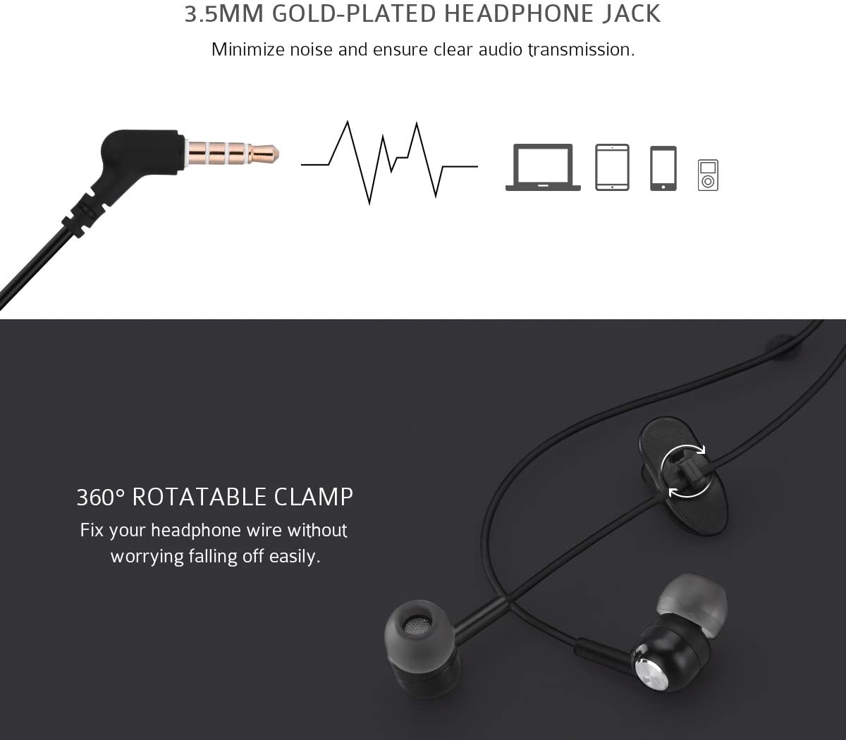 Mpow MPPA025AB Wired Earphones With Mic - Black