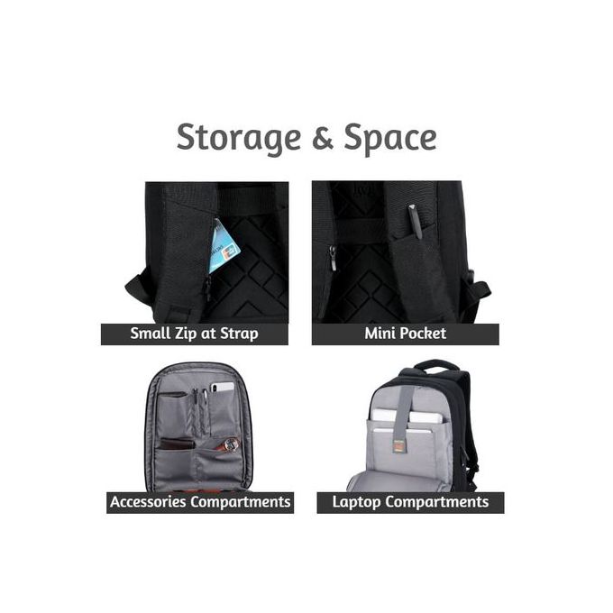MEINAILI 1802 Laptop Backpack -15.6 Inch - Black