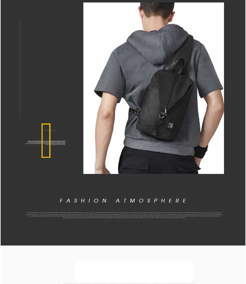 ARCTIC HUNTER Crossbody Waterproof Men Chest Bag Black