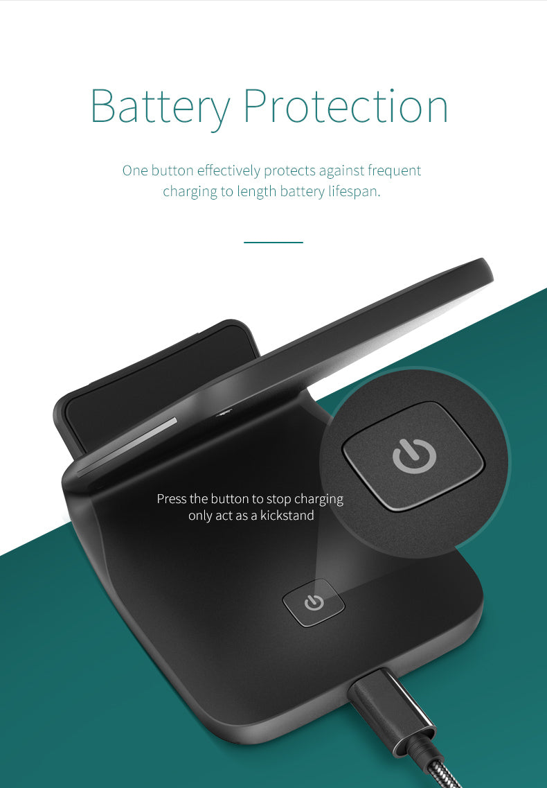 W3 Fast Wireless Charger By Rock QI Wireless Charging Phone Stand