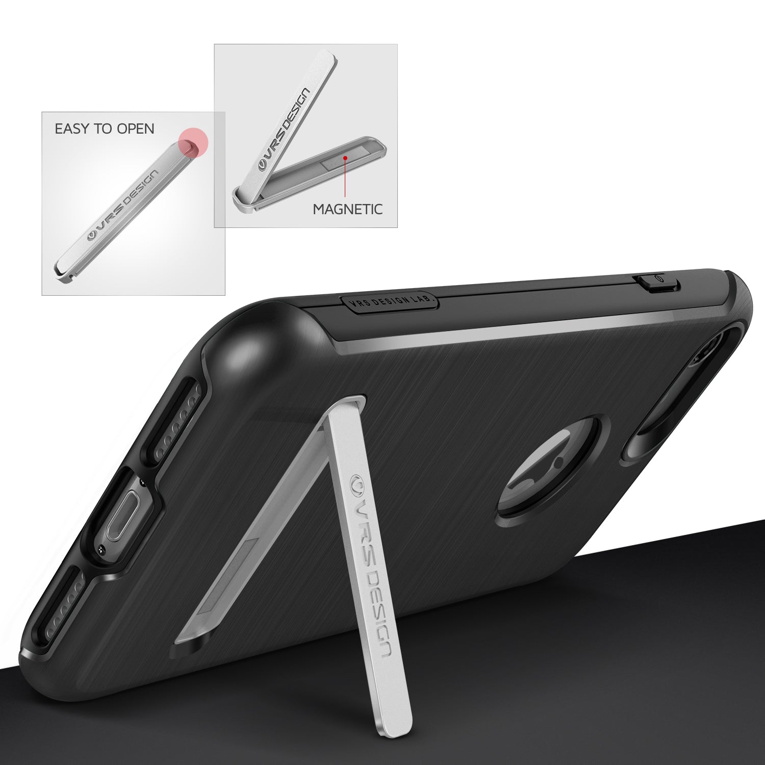 Smartkoshk DUO Guard Series iPhone 7 black anti-shock case with stand, designed for impact protection and durability.