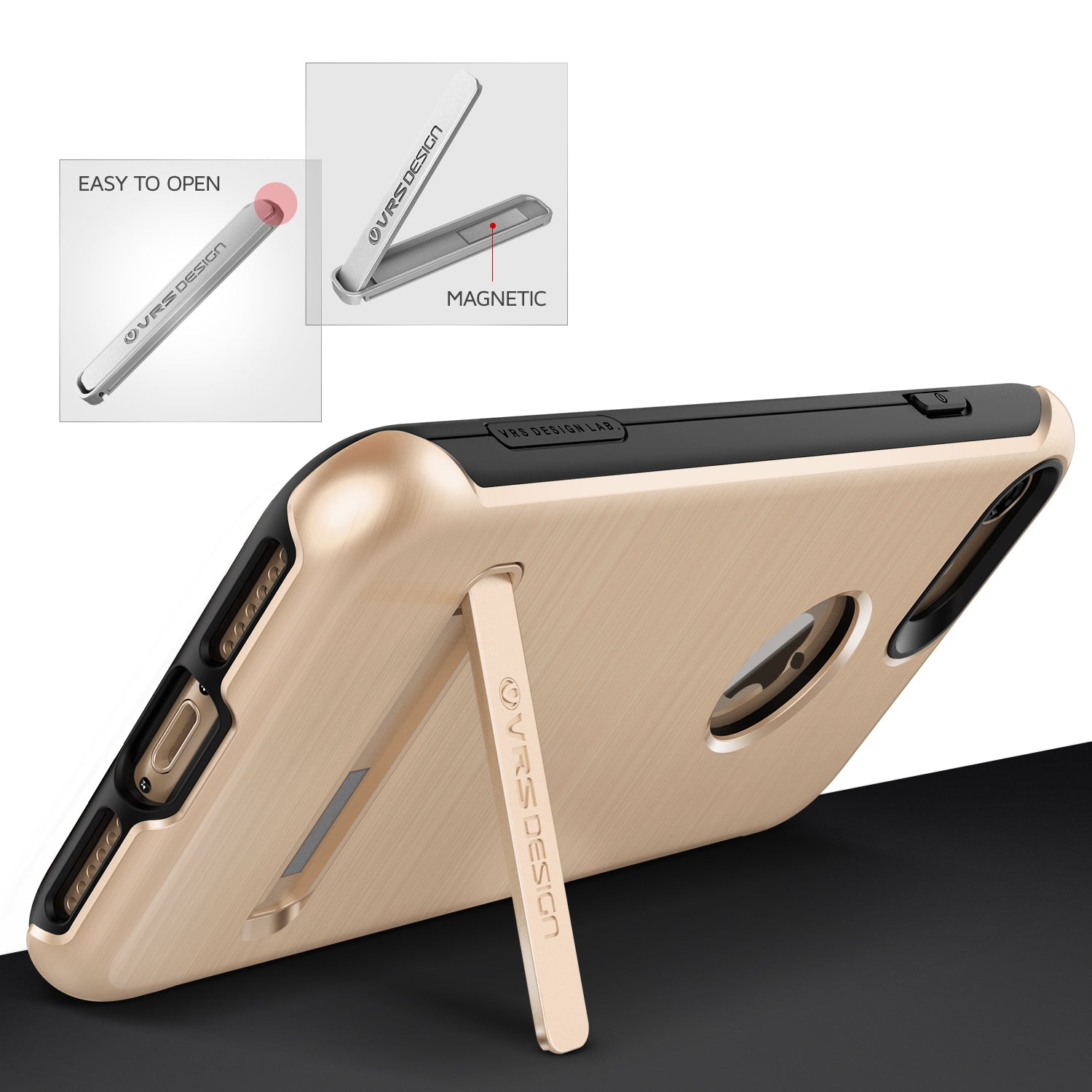Smartkoshk DUO Guard Series anti-shock case for iPhone 7 in gold, showing the sleek design and protective features.