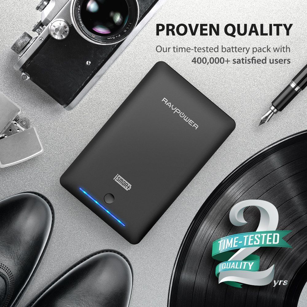 16750mAh Power Bank By Ravpower with iSmart Technology, Flashlight for Emergencies
