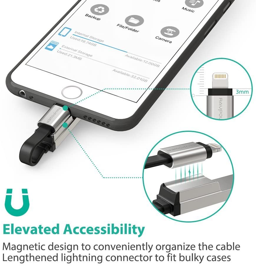 RAVPower RP-IM013 iPhone Flash Drive 64GB MFI - Silver