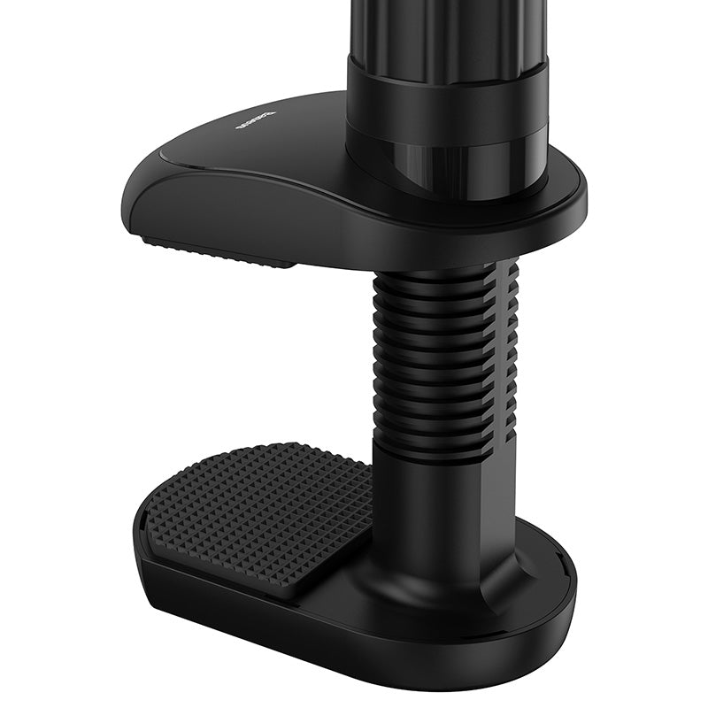 Black Baseus Otaku Life rotary adjustment lazy holder for phones and iPads, featuring flexible arm and stable base.
