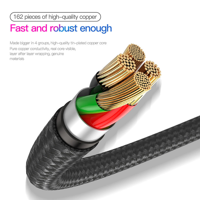 Smartkoshk black nylon resistant cut cable with illuminated horizontal design, showcasing durability and modern style.