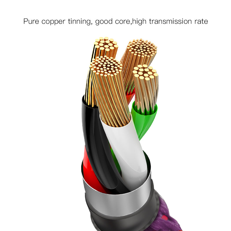 C-shaped من باسيوس كابل type c مضئ ذكى يتوقف تلقائيا باكتمال الشحن موف