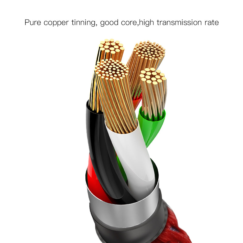 C-shaped من باسيوس كابل type c مضئ ذكى يتوقف تلقائيا باكتمال الشحن احمر