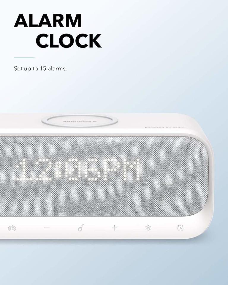 Anker Soundcore Wakey Speaker, Wireless Charger, Alarm & FM Radio White