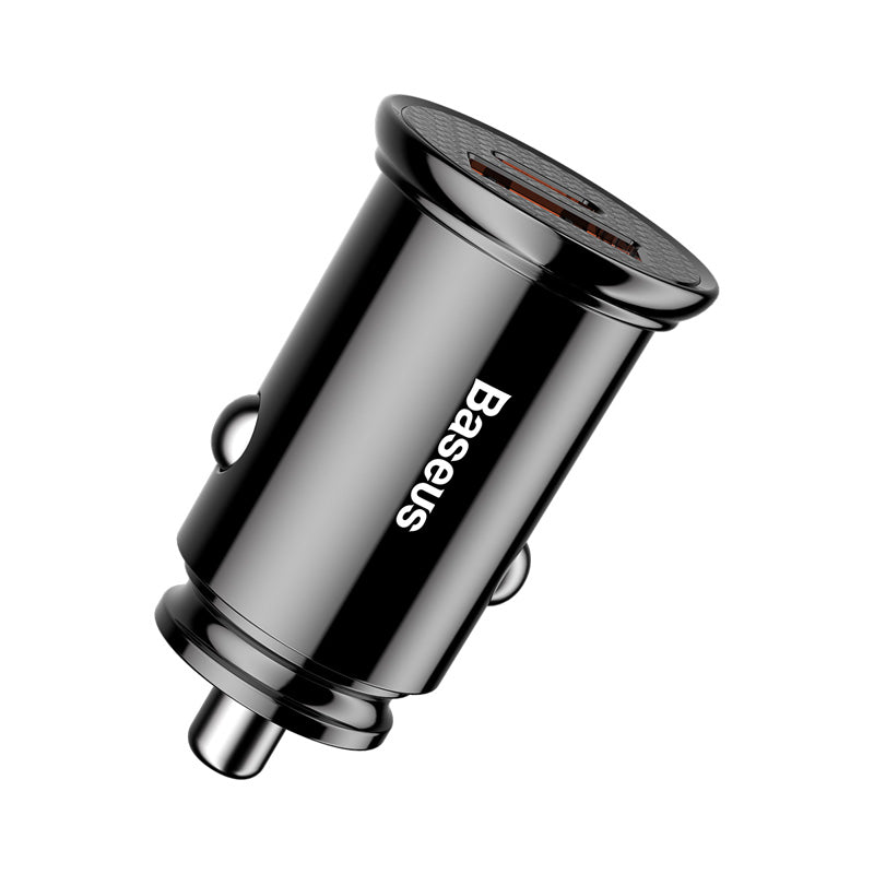 Smartkoshk circular car charger with dual USB ports and Type C PD, compact design for fast charging in vehicles.