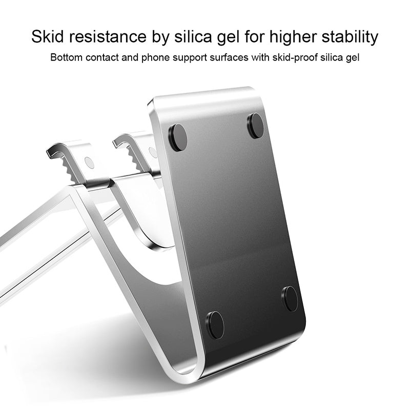 Baseus aluminum desktop bracket with glass back in silver, showcasing a sleek design for modern workspaces.