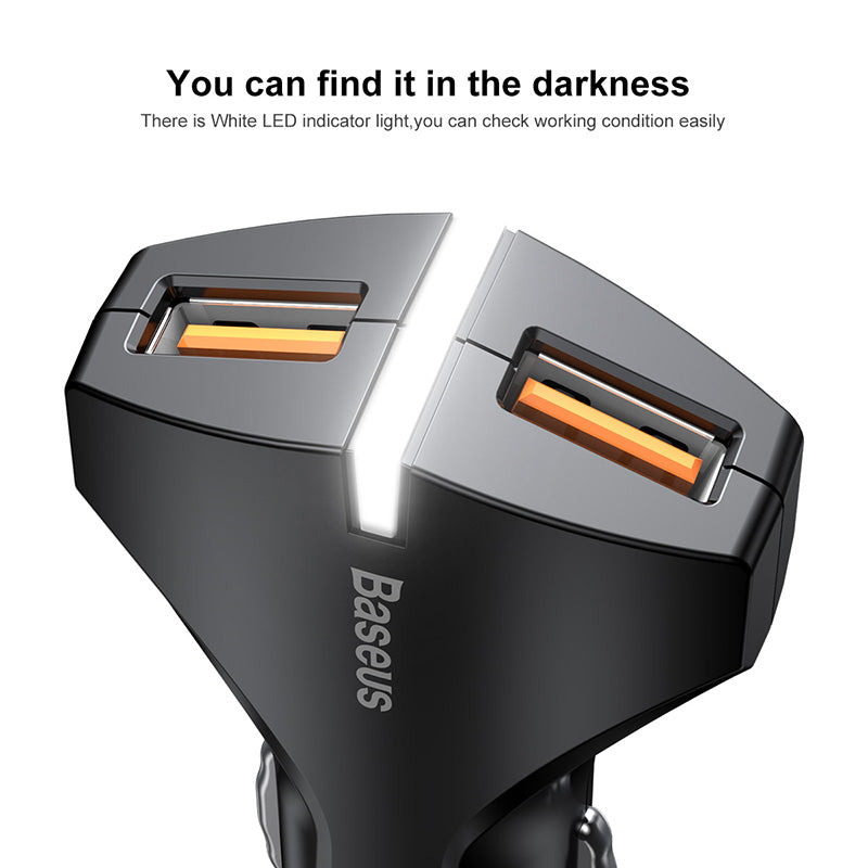 Baseus Small Rocket QC3.0 Dual-USB Car Charger Black