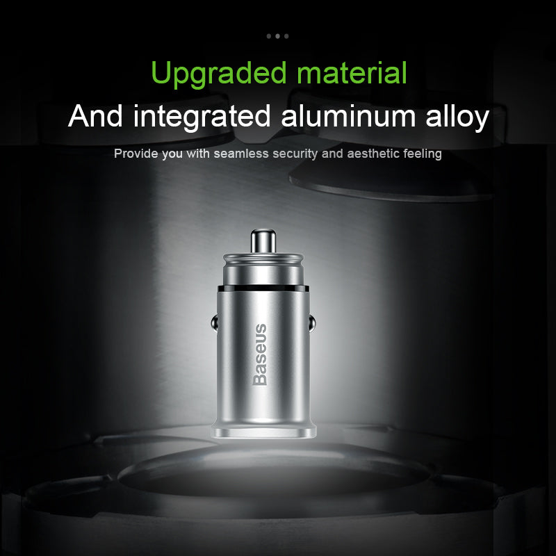 Baseus Square Metal Car Adapter USB + PD 30W Fast Charging QC3.0 &amp; 4.0