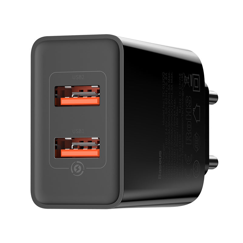 Baseus Speed Mini Dual QC3.0 USB Charger 18W - Black