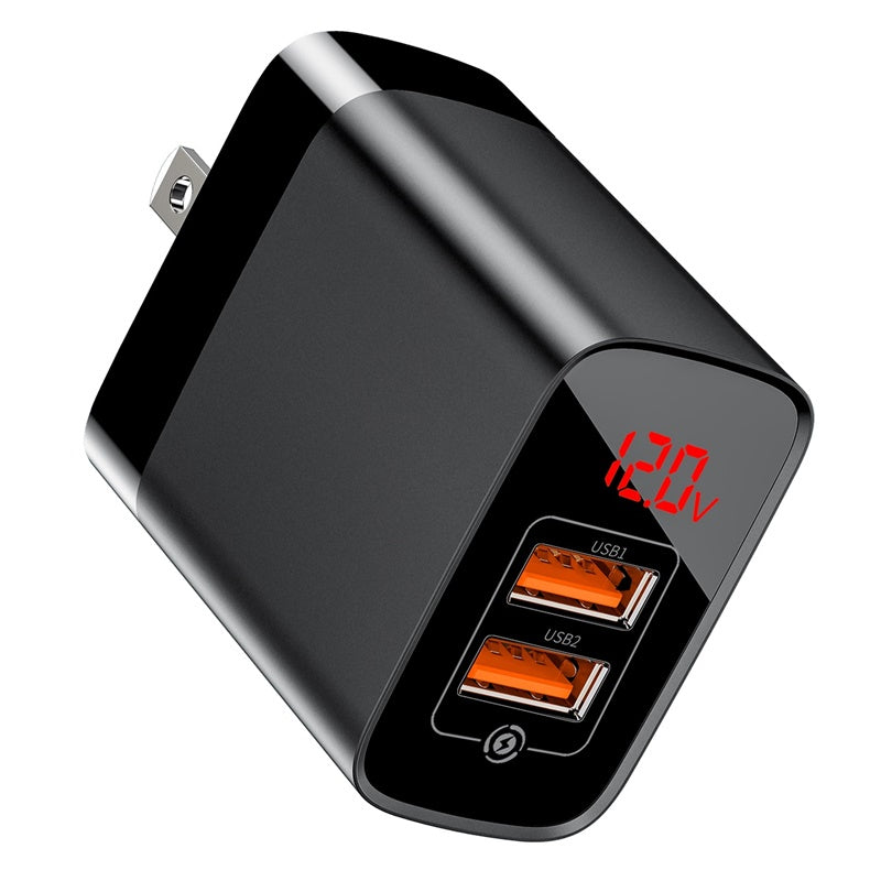 Baseus Mirror Lake Dual QC Digital Display quick Charger A+A Black