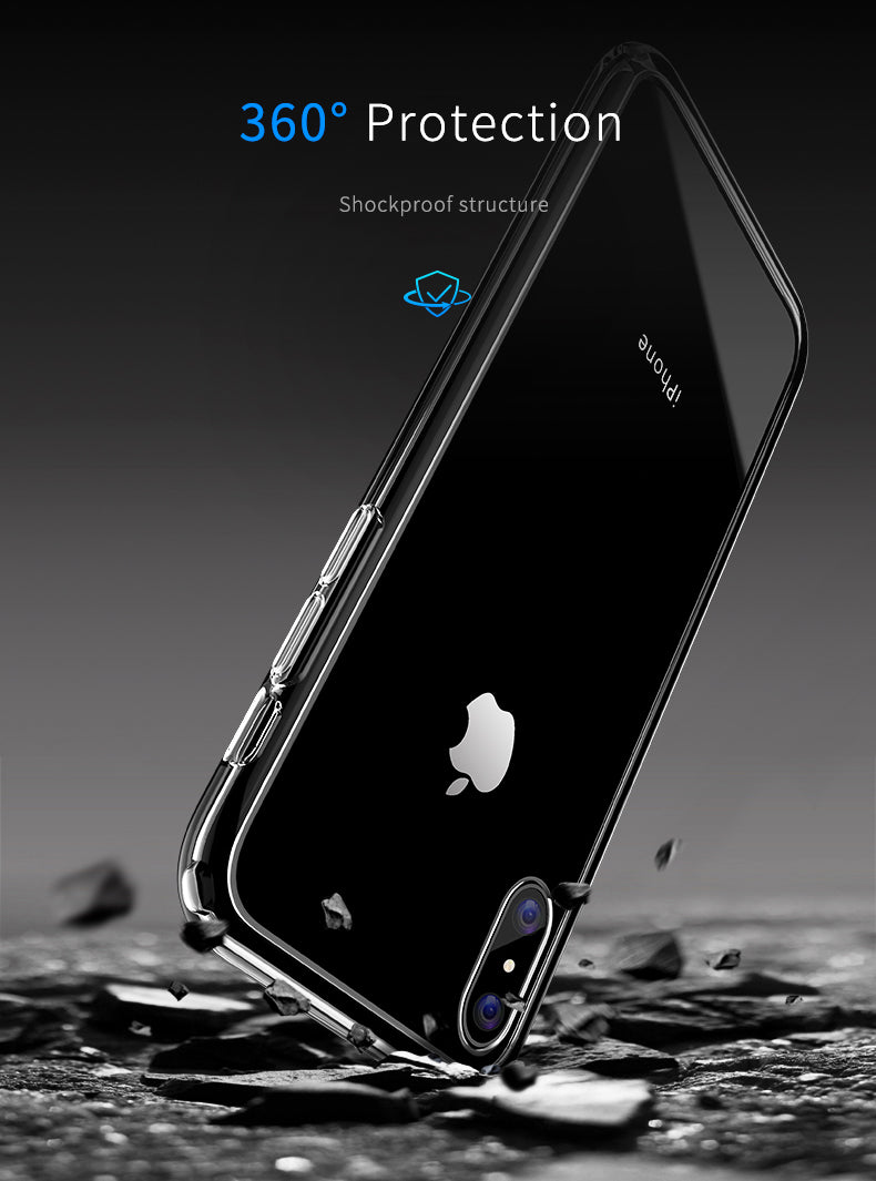Pure Series By Rock Hard Back Case Bumper For iPhone X - Black Crystal frame