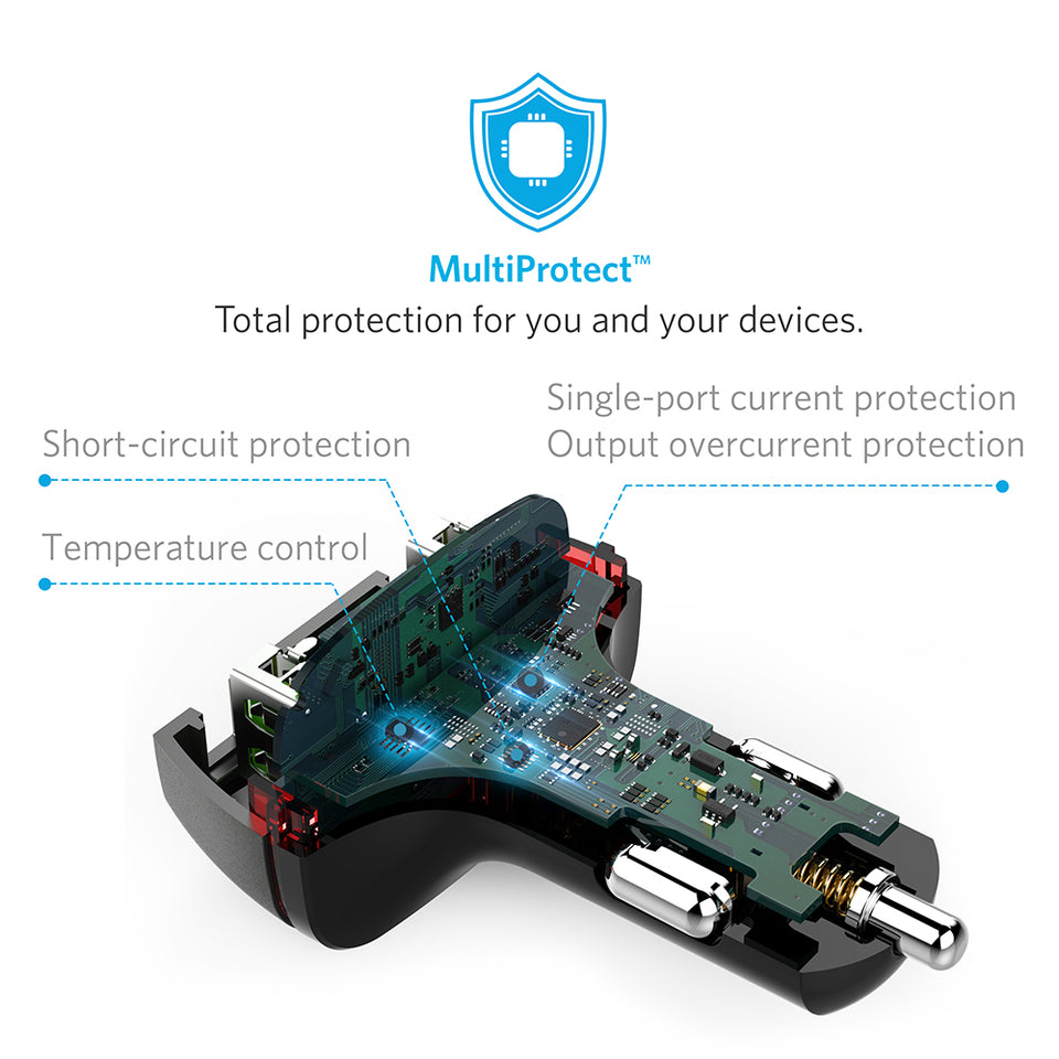 Anker PowerDrive+ 2 Quick Charge 3.0, 42w 2 Ports Black