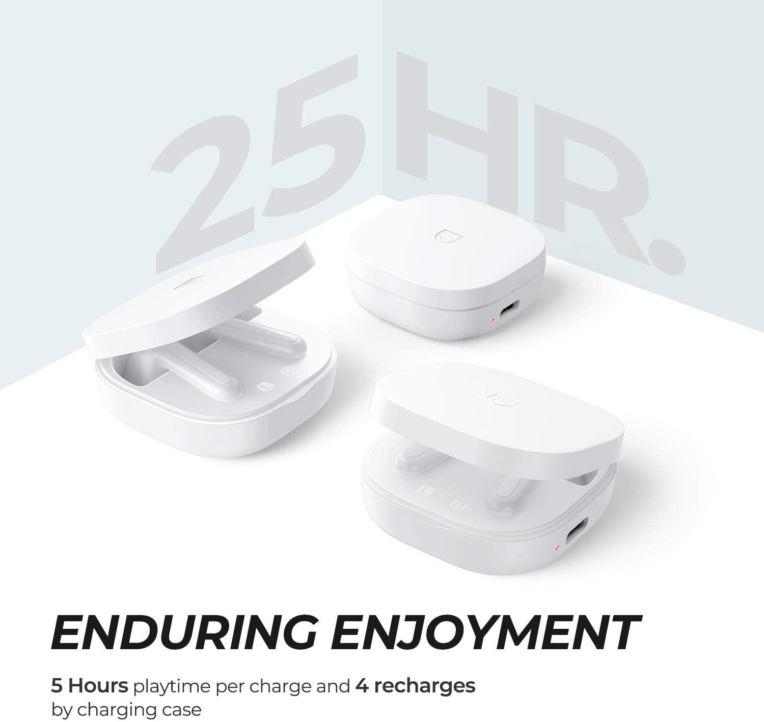 SoundPEATS TrueAir2 Wireless Earbuds, 4 Mics, HiFi, Touch Control - White
