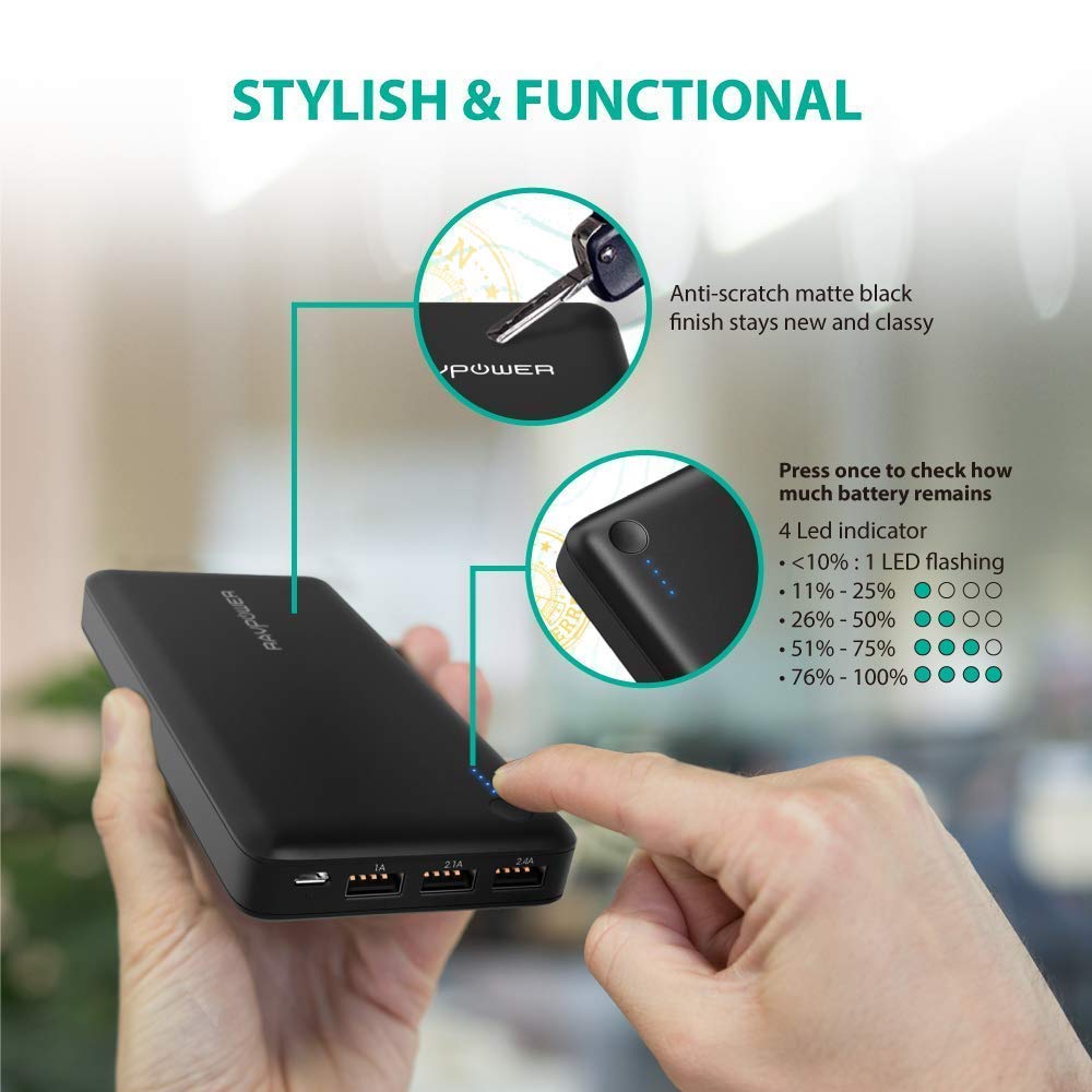 Ravpower 26800mAh Power Bank With iSmart Can Charger 3 Devices at the same time