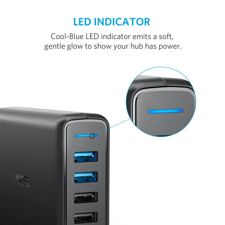 Anker PowerPort 5 with Dual Quick Charge 3.0 + 3*QC2.0 Black