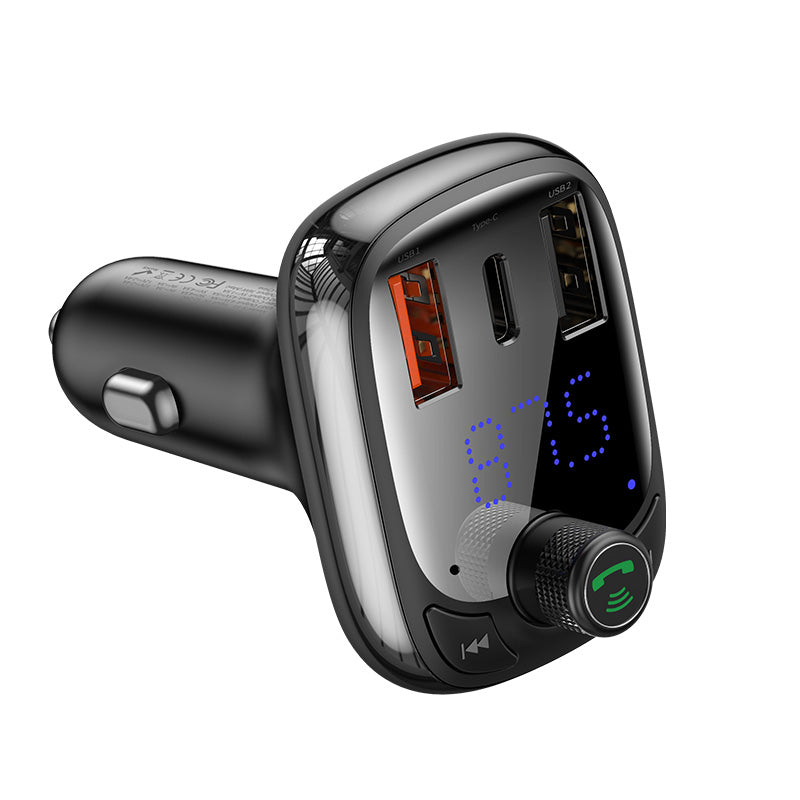 Baseus T typed Car Charger, Mic, FM, BT v5.0, MP3 Player, QC3.0 + PD