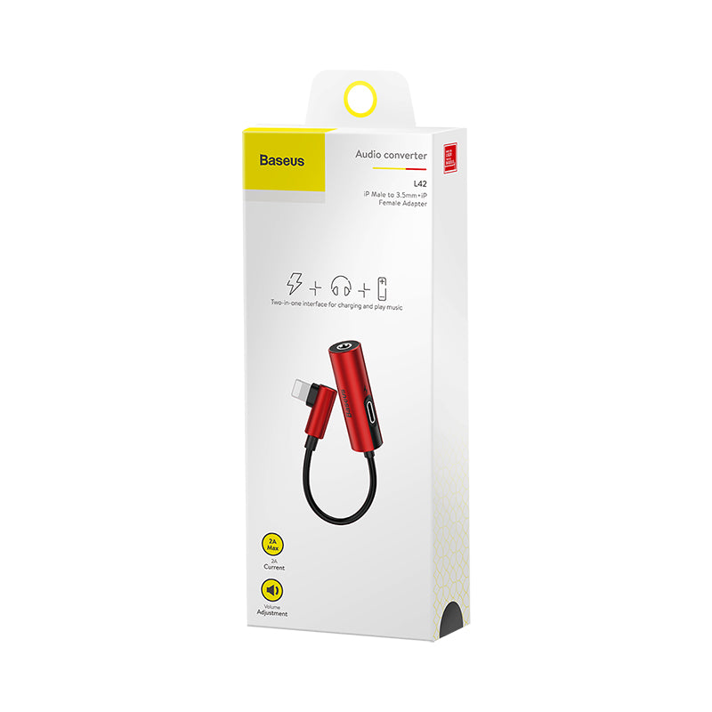 Baseus L42 iPhone Converter to iP &amp; 3.5mm audio jack Red