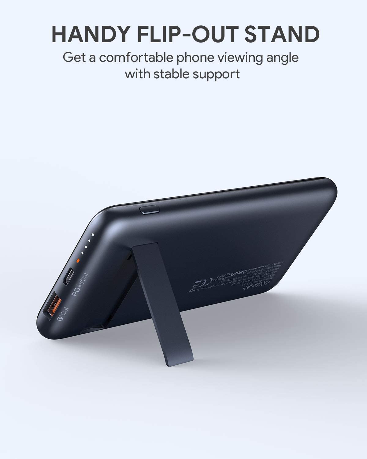 Aukey 10,000mAh Portable Wireless Power Bank, PD and QC3.0 - Black
