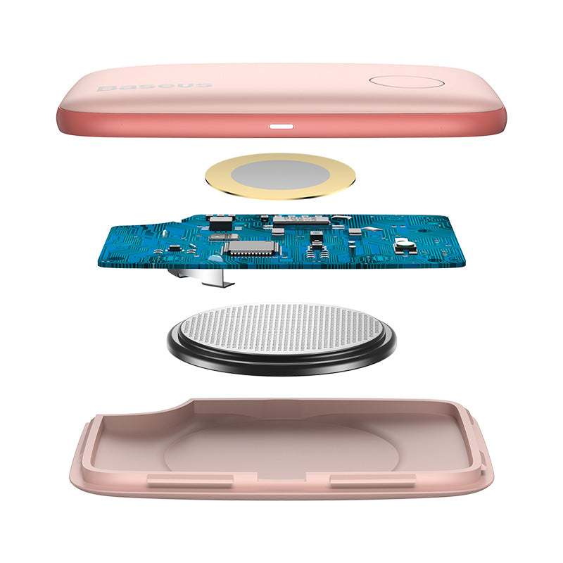 Pink Baseus Intelligent T2 Ropetype anti-loss device with keychain attachment for tracking and security.