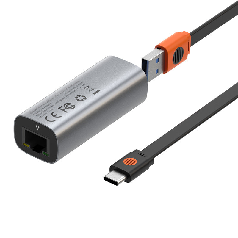 Baseus Steel Cannon Series USB &amp; Type-C Bidirectional Gigabit LAN Adapter Grey