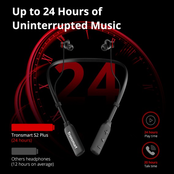 Encore S2 Plus Sport Bluetooth Headphones, IPX5 &amp; up to 24h Battery