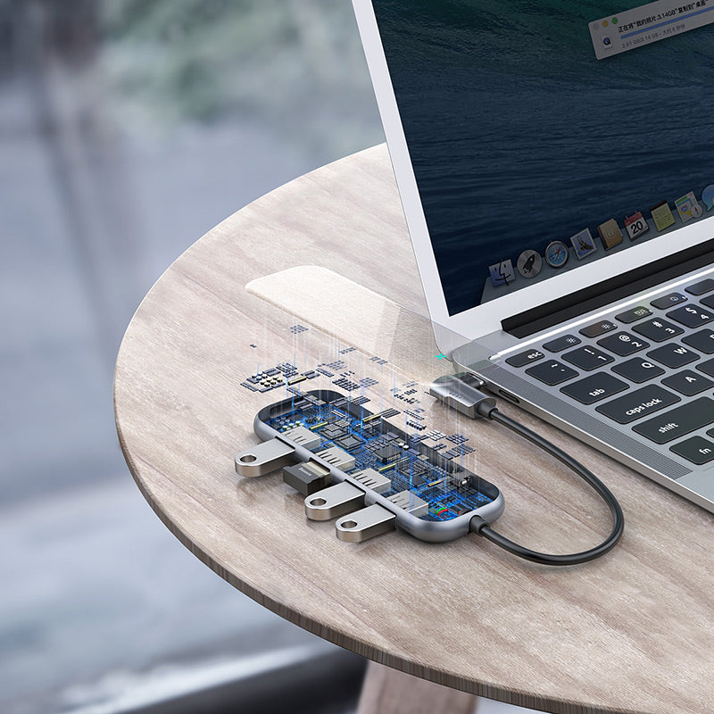 Baseus Multi-functional HUB (Type-C to 4xUSB3.0+PD) Deep Gray