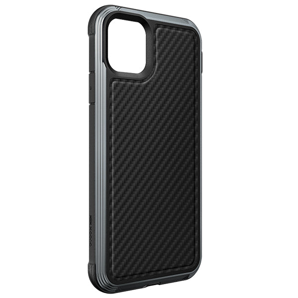 Smartkoshk Defense Lux by Xdoria iPhone 11 Pro anti-shock case with carbon fiber design, protective up to 3 meters.