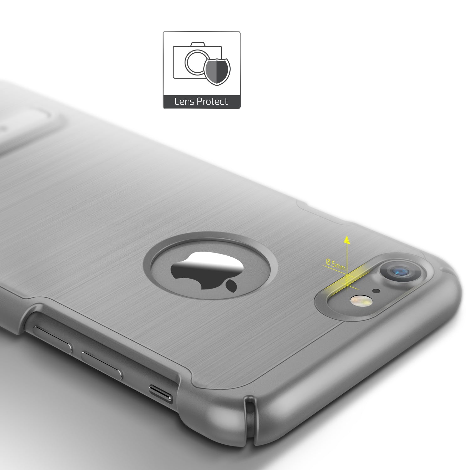 Smartkoshk Simpli Lite Series Slim iPhone 7 Plus case in silver, showing the sleek, protective design with precise cutouts.
