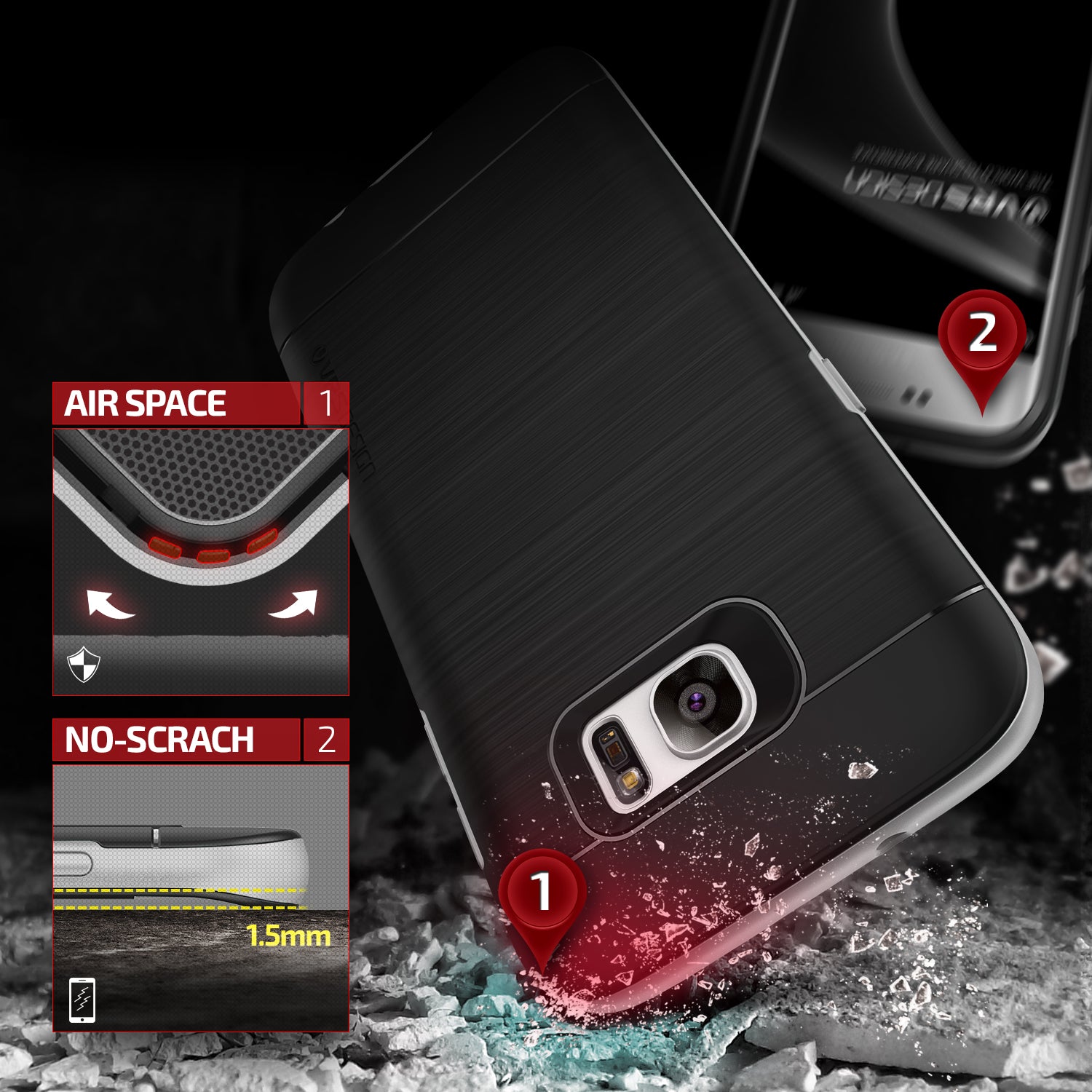 High Pro Shield Series Original From VRS Design Anti-shocks Case For S7 Edge Black / Silver