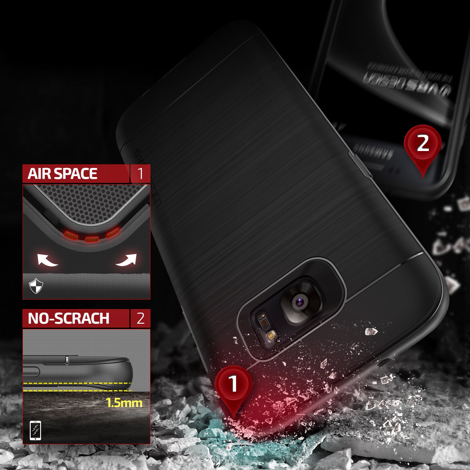 High Pro Shield Series Original From VRS Design Anti-shocks Case For S7 Edge Black / Gray