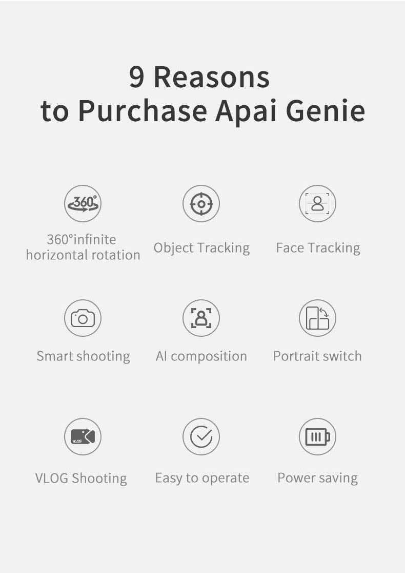 APAI GENIE 360 Rotating holder Smart Following Faces&amp; Objects - Black
