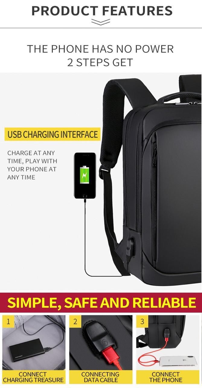 MEINAILI 1901 Laptop Backpack 15.6-inch With USB Charging Port